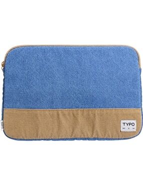 TYPO Blue Denim Look & Tan Zip Laptop Sleeve Case